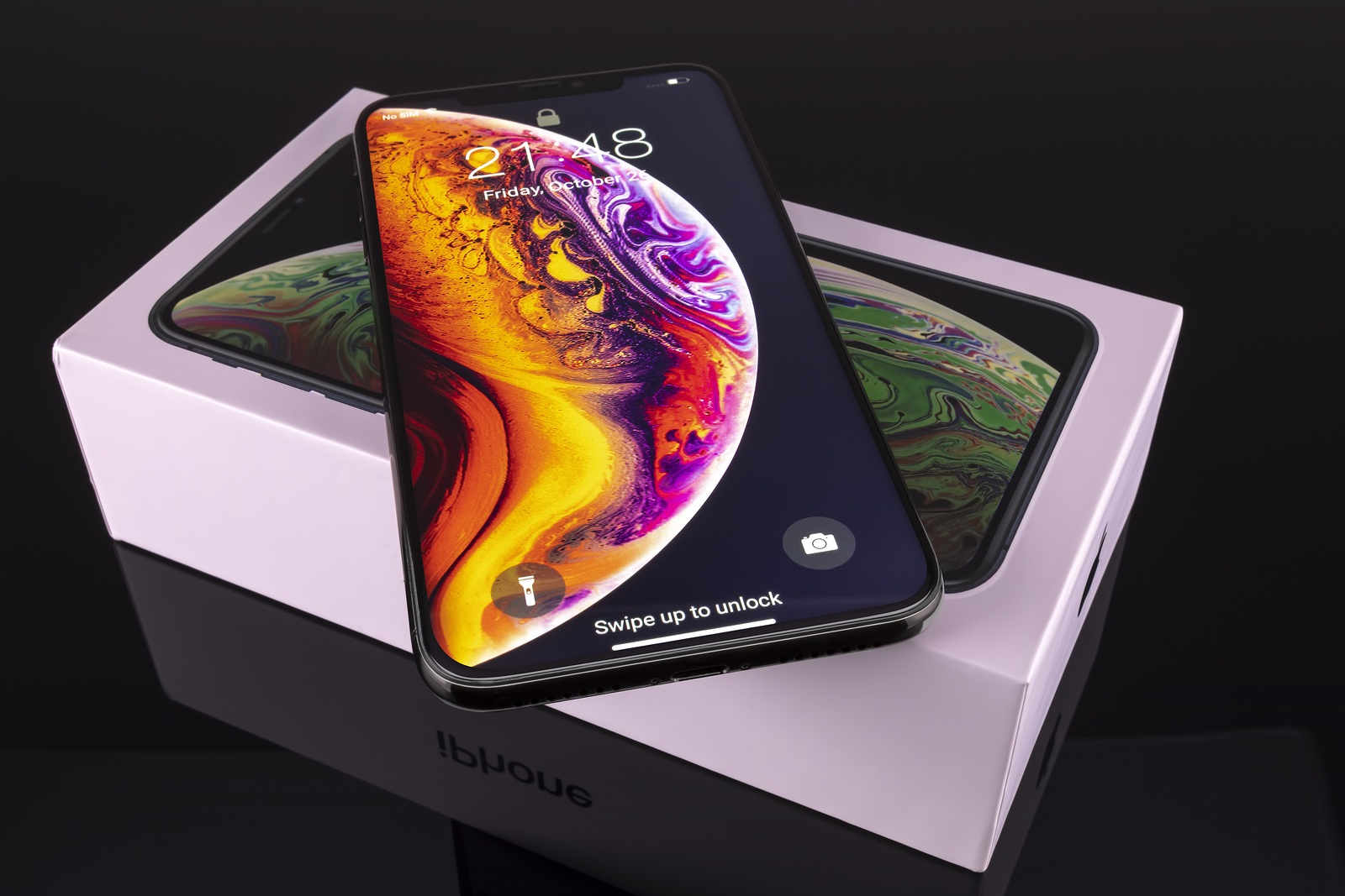 Galati, Romania - October 26, 2018: Apple launch the new smartphone iPhone XS and iPhone XS Max. iPhone Xs Max on black background.