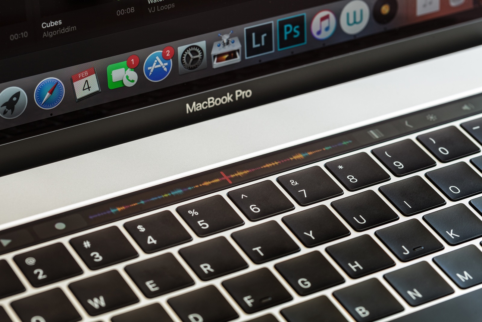 Bangkok Thailand - April 2 2017: Close-up touch bar on macbook pro 2016 touch bar is new function on macbook pro 2016 by apple Inc.