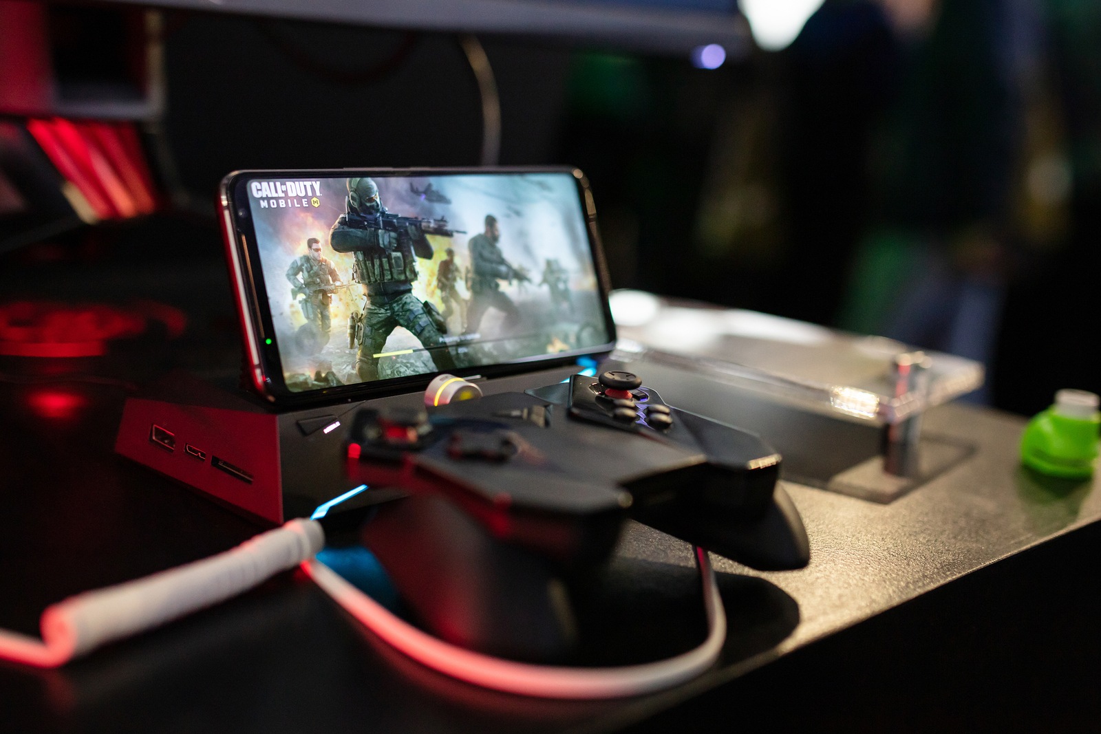 POZNAN, POLAND - October, 19th 2019: "Call of Duty: Mobile" game on ROG phone at PGA2019. PGA2019 is a computer games and entertainment event organized in the Polish city of Poznan