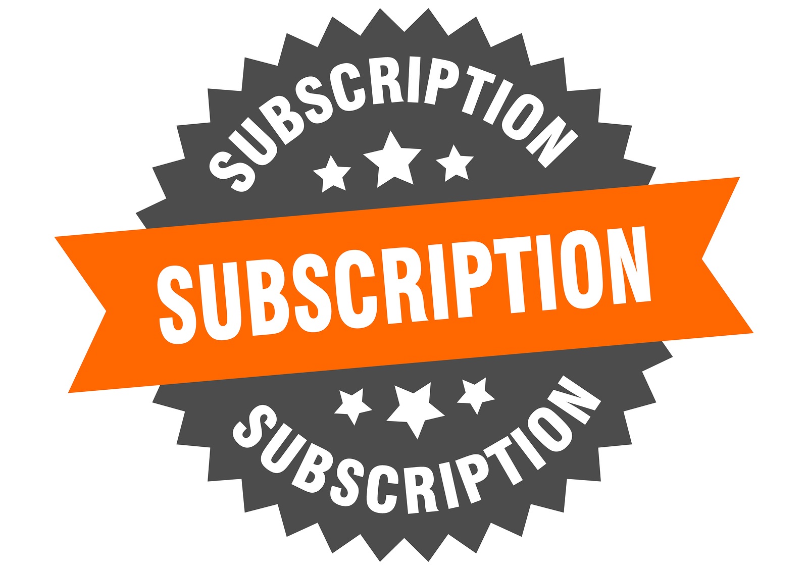 subscription sign. subscription orange-black circular band label