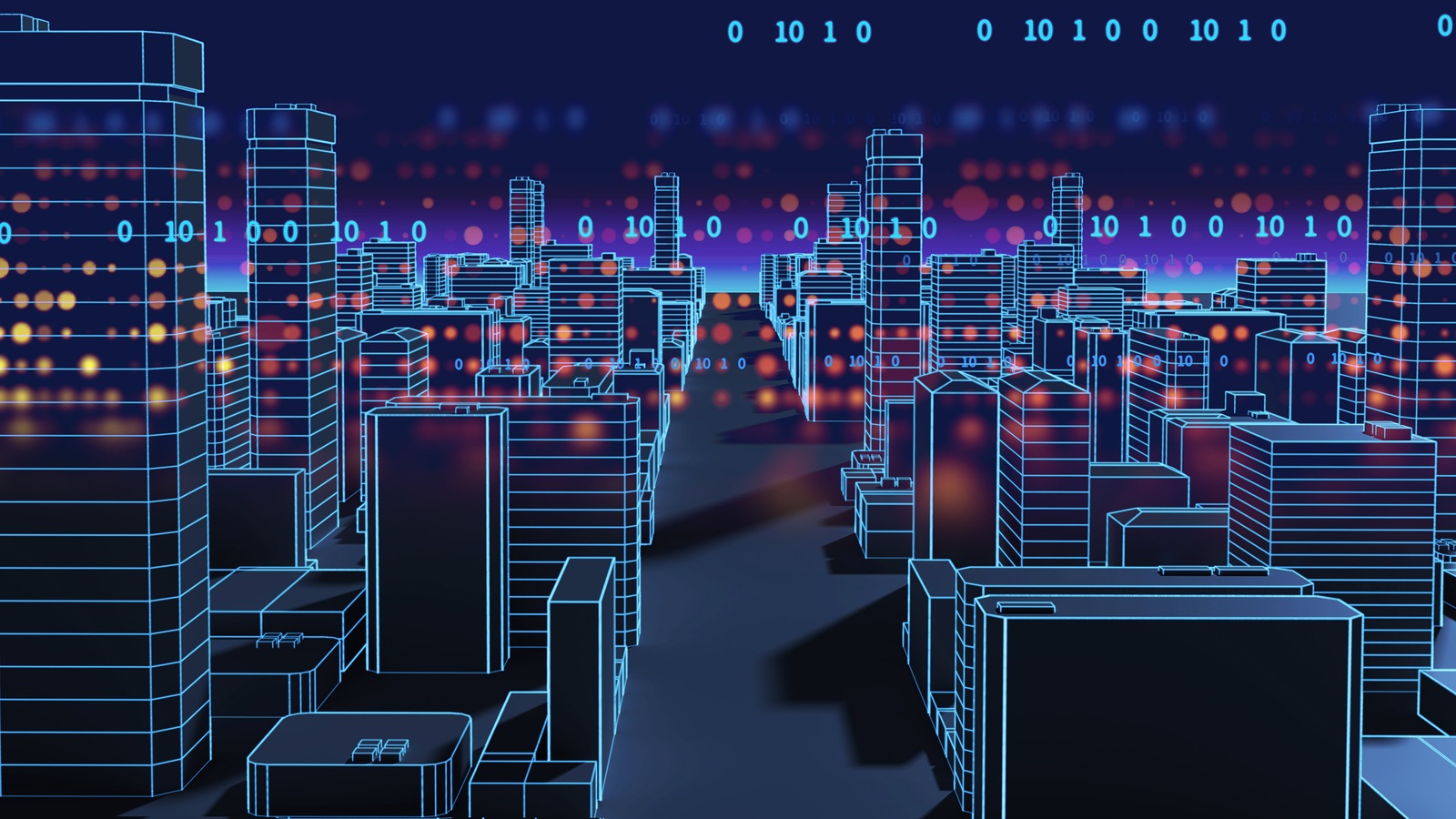 smart city and  Digital landscape in cyber world , internet of things, networks and 
augmented reality concept  ,3d illustration