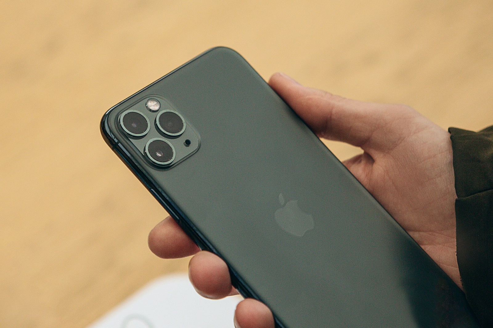 Turkey, Istanbul, December 17, 2019: Close-up of a person holding the latest modern iPhone 11 pro max with three cameras.