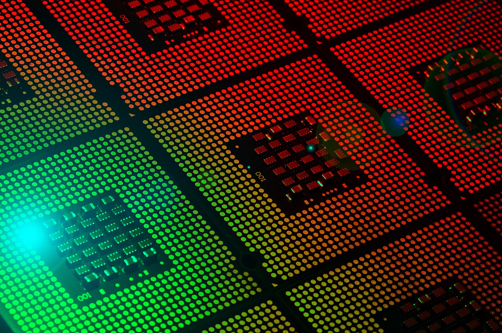 Close Up of aligned CPU Computer Processors