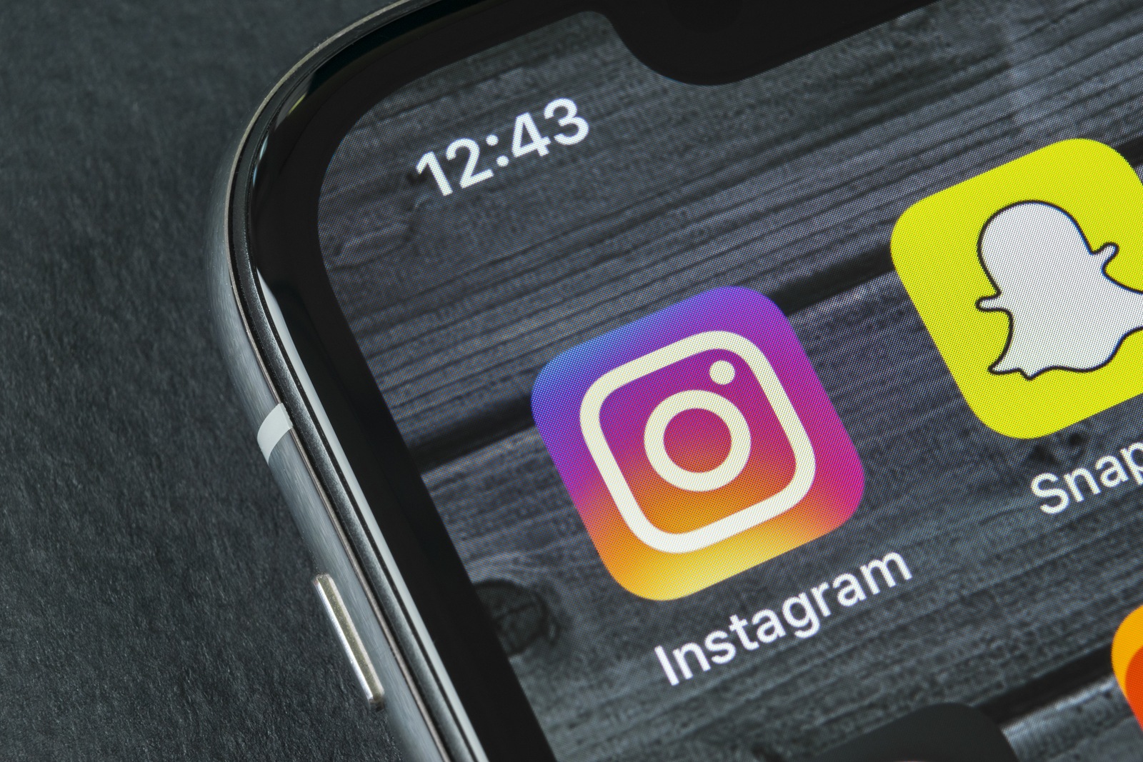 Sankt-Petersburg, Russia, April 10, 2018: Instagram application icon on Apple iPhone X smartphone screen close-up. Instagram app icon. Social media icon. Social network