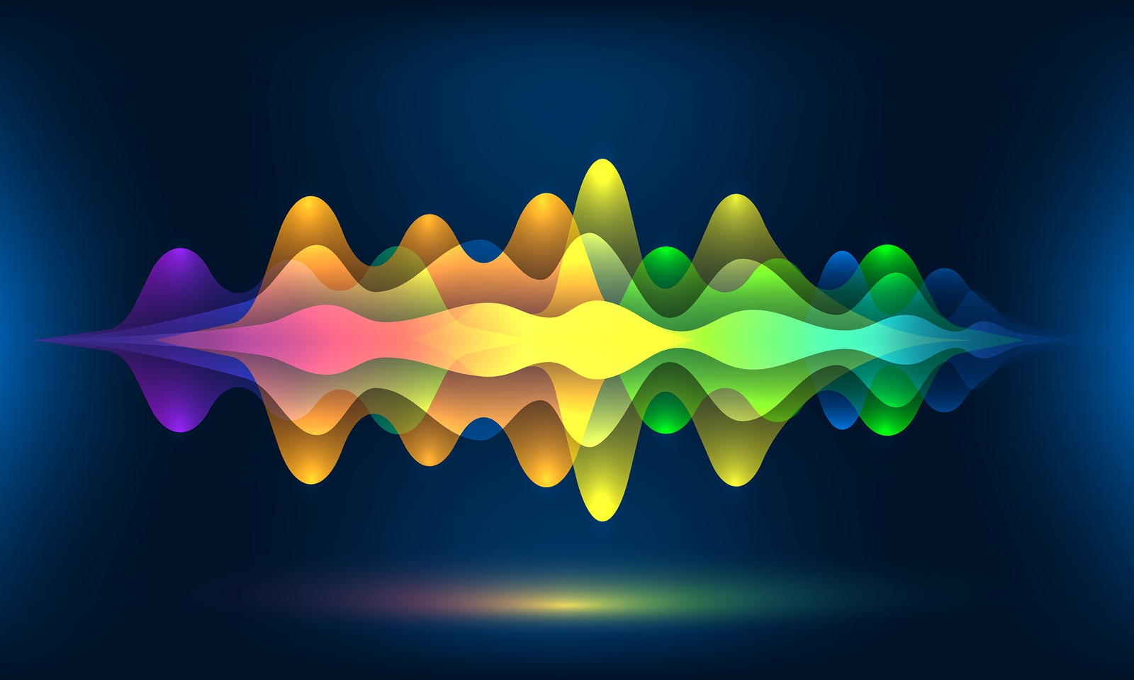 Colorful voice waves or motion sound frequency rhythm radio dj amplitude. Abstract soundtrack wave energy background or digital music beat tracking technology color visualization vector illustration