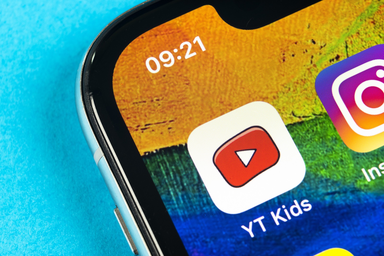 Helsinki, Finland, May 4, 2019, 2018: YouTube kids application icon on Apple iPhone X smartphone screen close-up. Youtube kids app icon. Social media icon. Social network