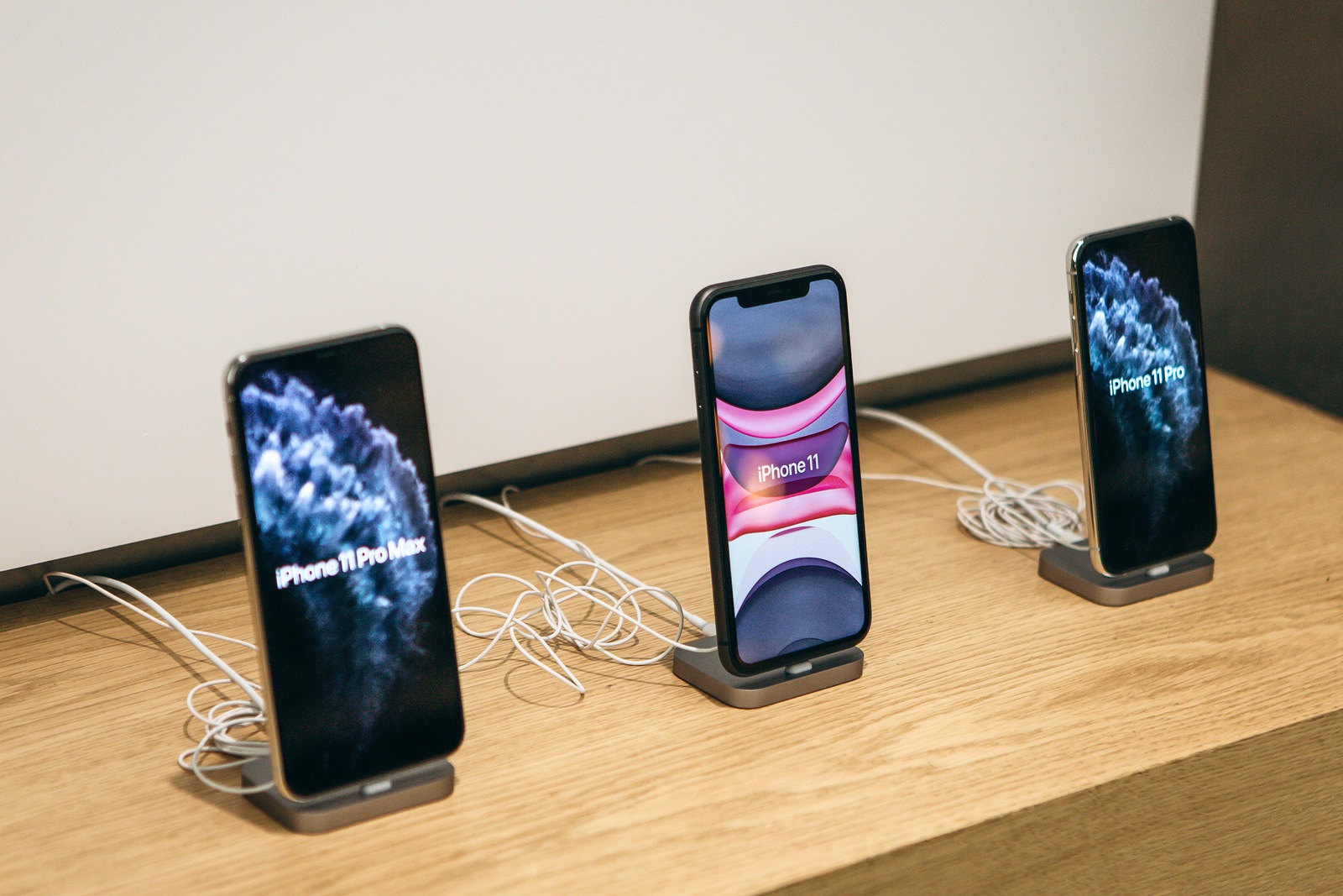 Turkey, Istanbul, December 17, 2019: The latest modern iPhone 11 and nearby iPhone 11 Pro in a row at the Apple Store.