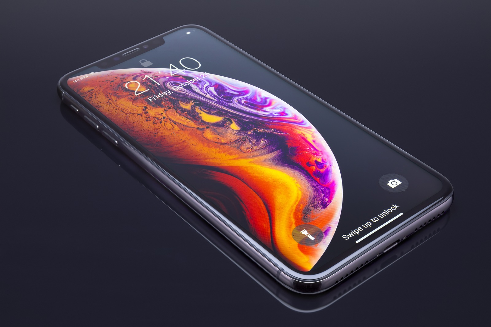 Galati, Romania - October 26, 2018: Apple launch the new smartphone iPhone XS and iPhone XS Max. iPhone Xs Max on black background.