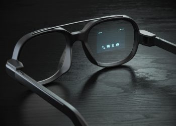 Smart glasses with proection on the screen. VR virtual reality and AR augmented reality technology concept. 3d illustration