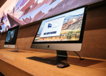 STRASBOURG, FRANCE - JAN 11, 2018: New iMac Pro the all-in-one personal computer in Apple Computers Store. Apple claims the iMac Pro is the most powerful Mac ever made